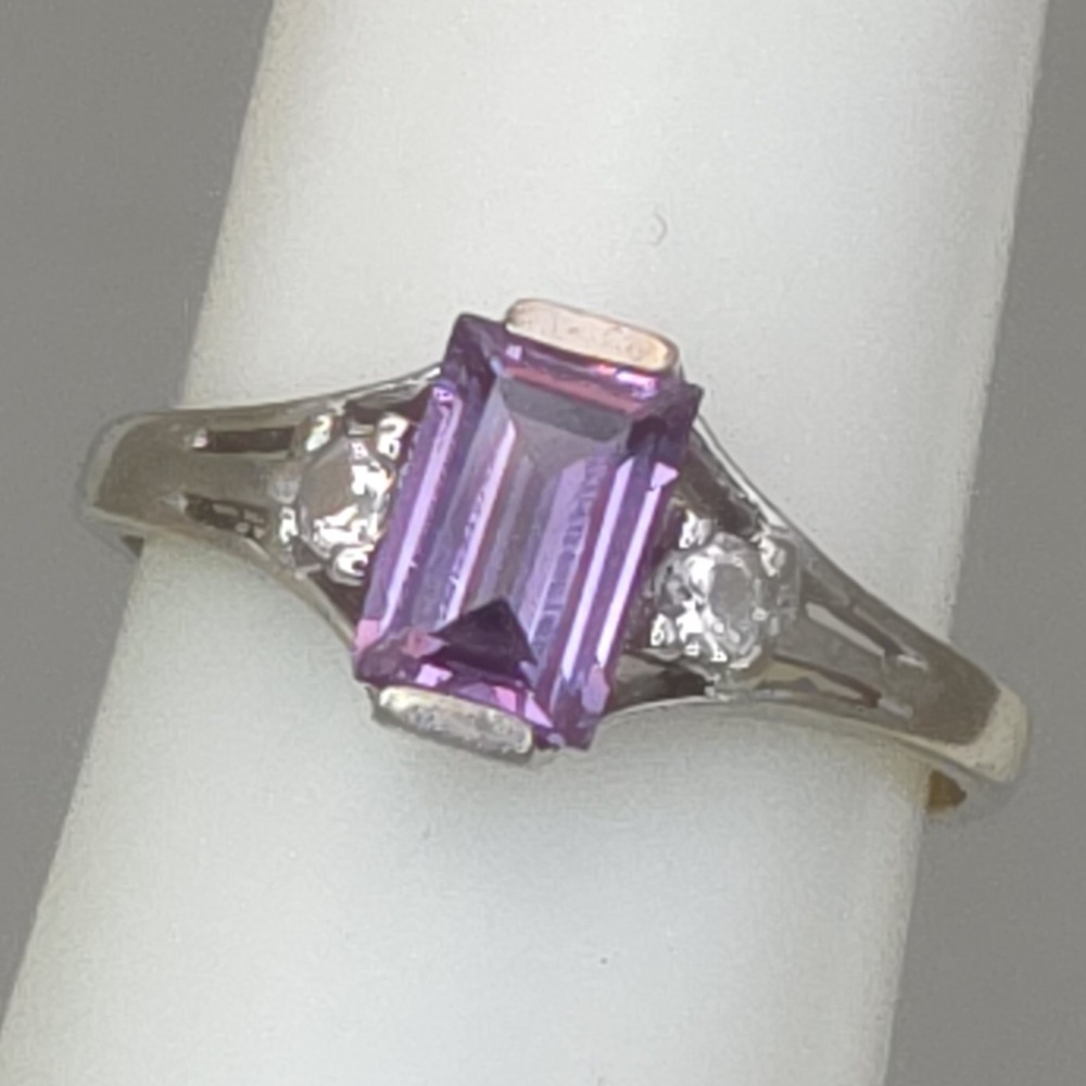 .60ct 10k Emerald Cut Purple Blue Synthetic Alexandrite Ring Child Size 2.25 - Picture 12 of 17